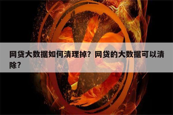 网贷大数据如何清理掉？网贷的大数据可以清除?