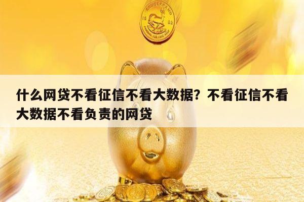 什么网贷不看征信不看大数据？不看征信不看大数据不看负责的网贷