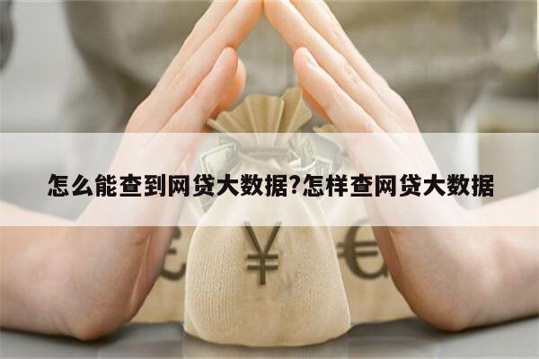 怎么能查到网贷大数据?怎样查网贷大数据