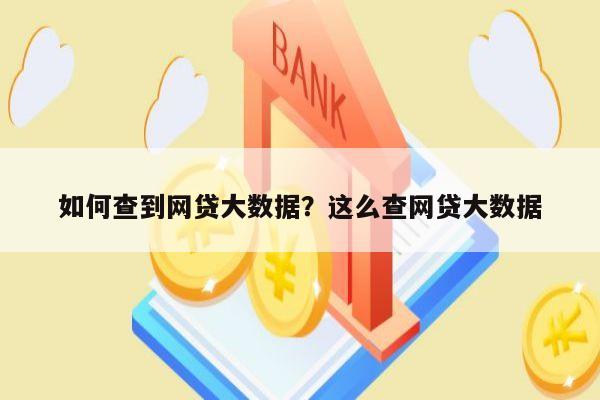 如何查到网贷大数据？这么查网贷大数据