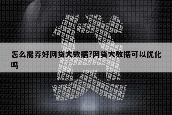 怎么能养好网贷大数据?网贷大数据可以优化吗