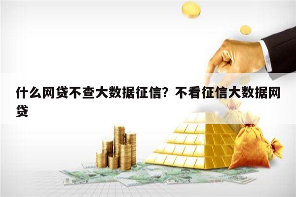 什么网贷不查大数据征信？不看征信大数据网贷