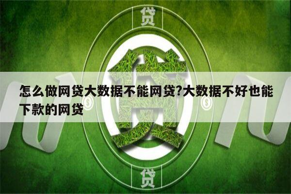 怎么做网贷大数据不能网贷?大数据不好也能下款的网贷