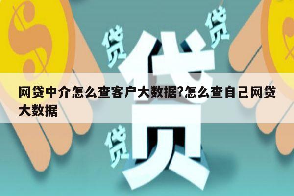 网贷中介怎么查客户大数据?怎么查自己网贷大数据