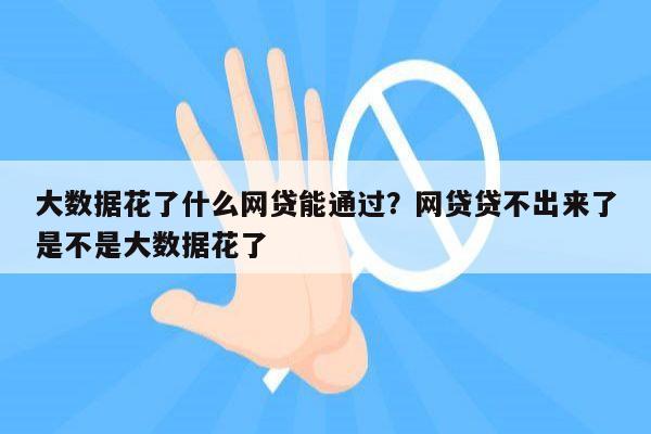 大数据花了什么网贷能通过？网贷贷不出来了是不是大数据花了